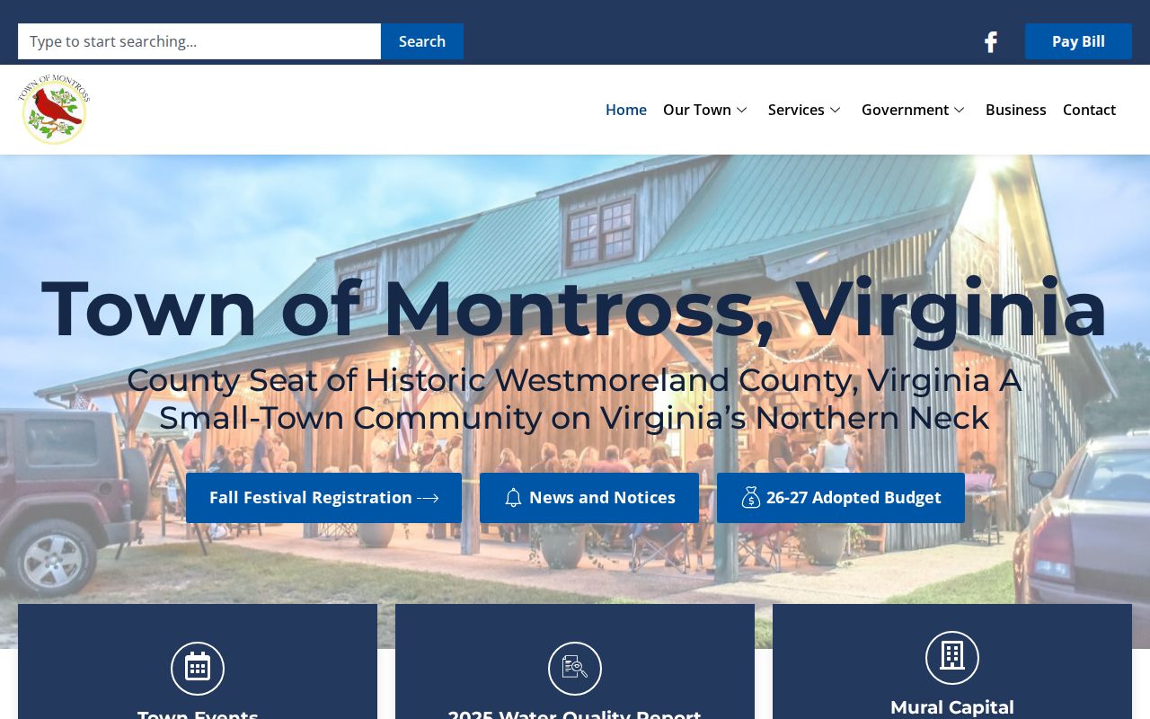Montross town home page for criminal records context