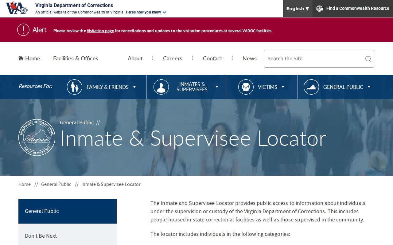 VADOC locator for custody after a Westmoreland County arrest and sentence